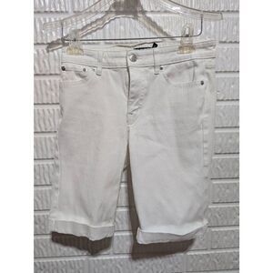 Lauren Ralph Lauren Women's White Solid Mid-Rise Denim Bermuda Length Shorts Siz